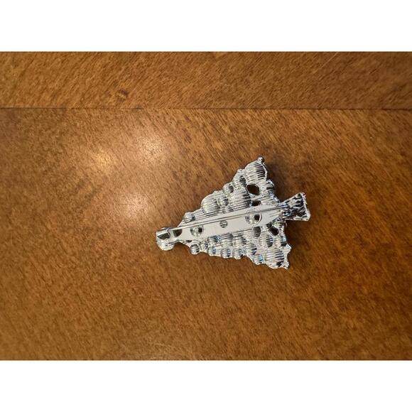 Pearl and Rhinestone Christmas Tree Brooch Pin - Picture 2 of 3